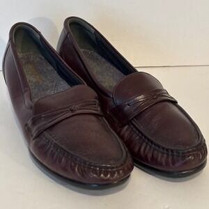 SAS Tripad Comfort Chestnut Brown Leather Heel Slip On Tie Knot Loafer Shoes 11S